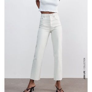 Zara hi rise straight leg jean white